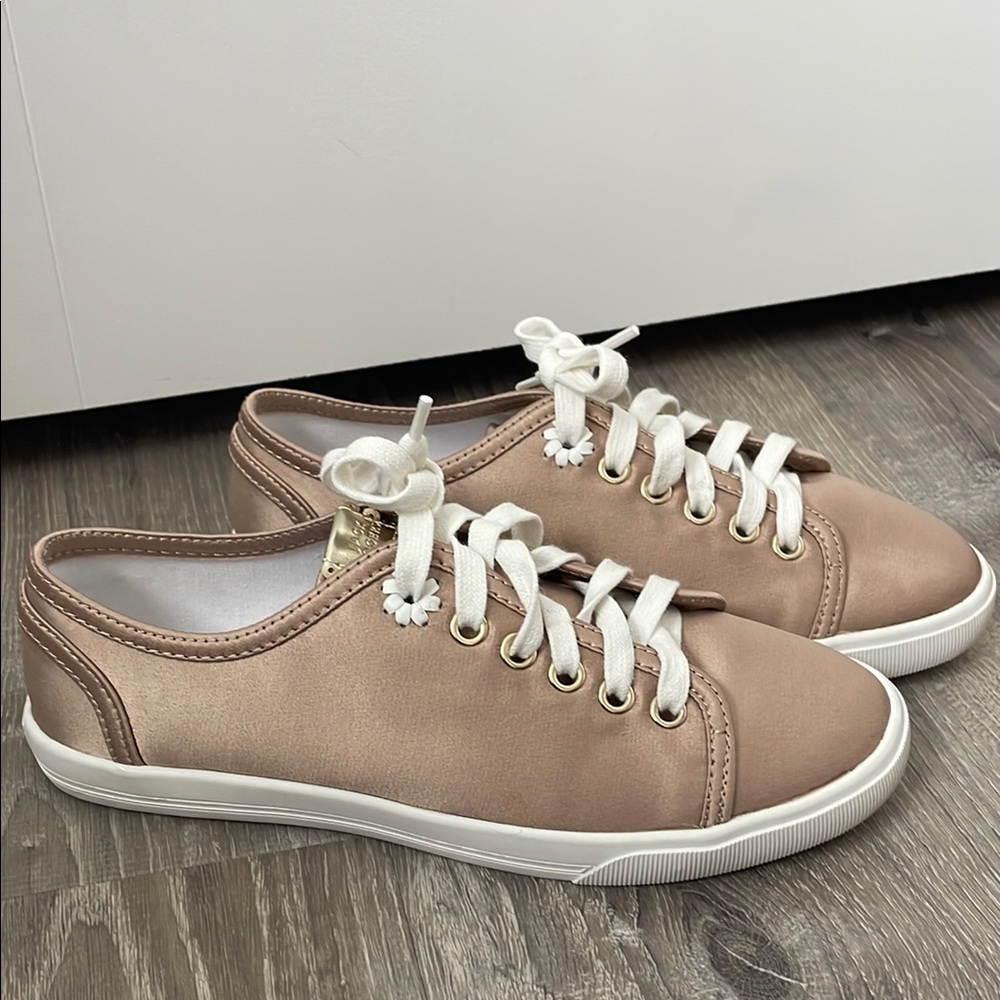 Jack Rogers Satin Tan Sneakers with White Laces (size 6)